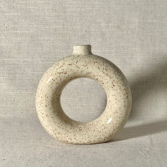 Ivory Speckle Donut Vase