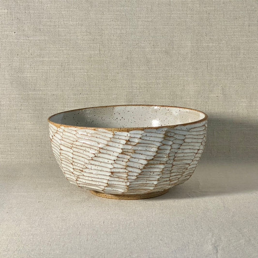 Rustic Carved Serving Bowl - Medium